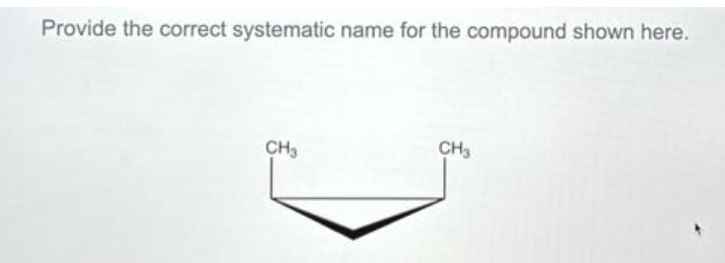 Provide the correct systematic name for the compound shown here.
CH3
CH3