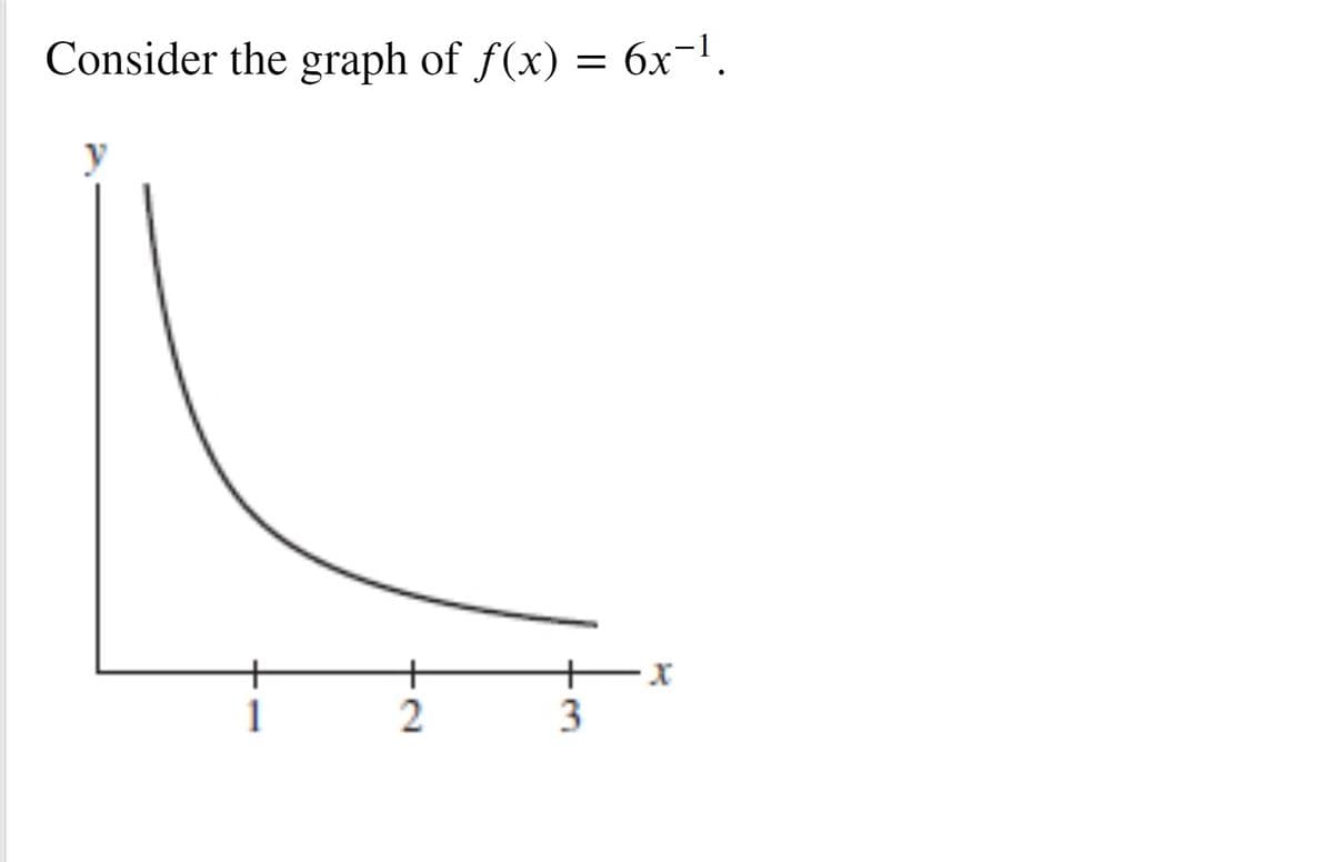 Consider the graph of f(x) = 6x-1.
+
2.
