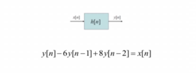 h[n]
y[n]-6y[n–1]+8y[n-2]= x[n]
