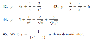 3
4
42. y = 3x +
43. v =
у 3
6
1
44. y = 5 +
3
+
1
45. Write y
with no denominator.
(x - 3)3
