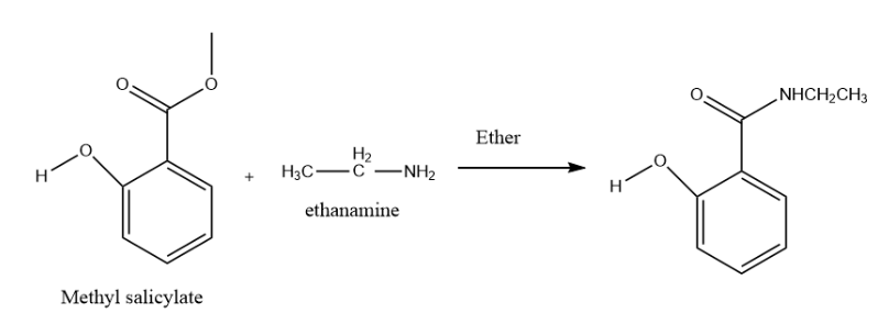 NHCH2CH3
Ether
H2
H3C-C-NH2
ethanamine
Methyl salicylate

