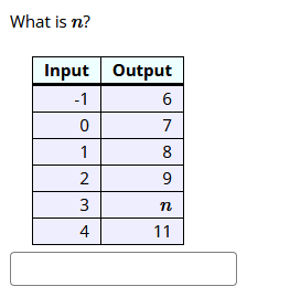 What is n?
Input
Output
-1
6
7
1
8
2
3
4
11
