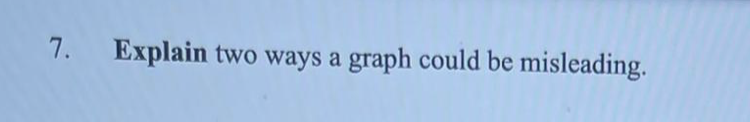 7.
Explain two ways a graph could be misleading.
