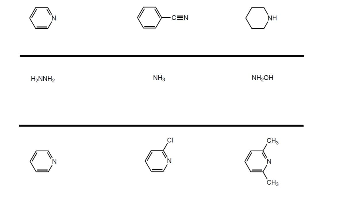 N
H2NNH,
NH3
CEN
N
ΝΗ
NH₂OH
CH3
CH3