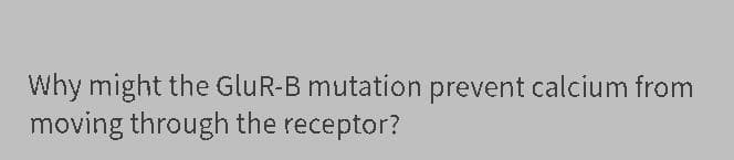 Why might the GluR-B mutation prevent calcium from
moving through the receptor?

