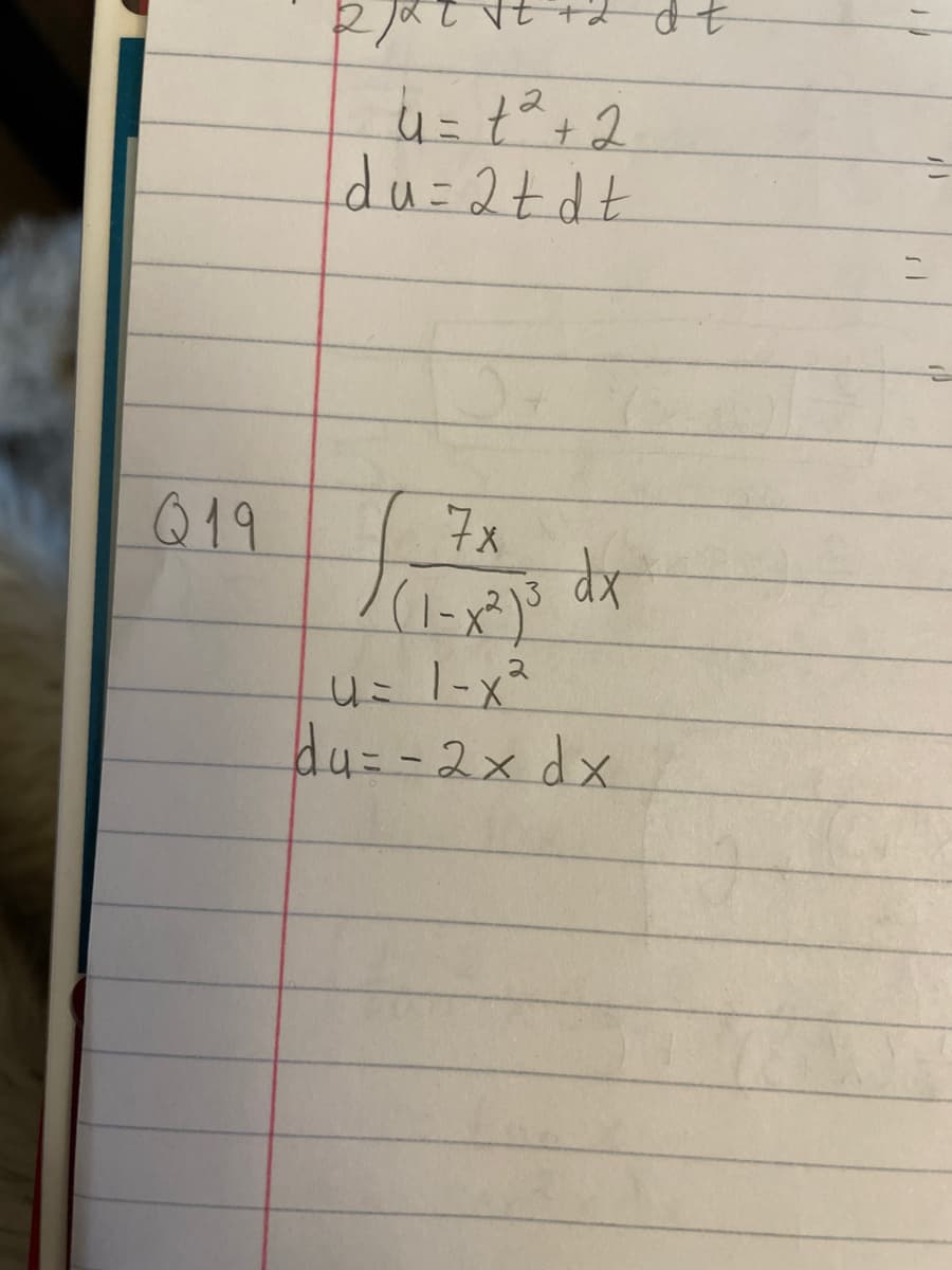 2
+2
du=2tdt
こ
019
7x
u=1-x²
du=-2x dx
