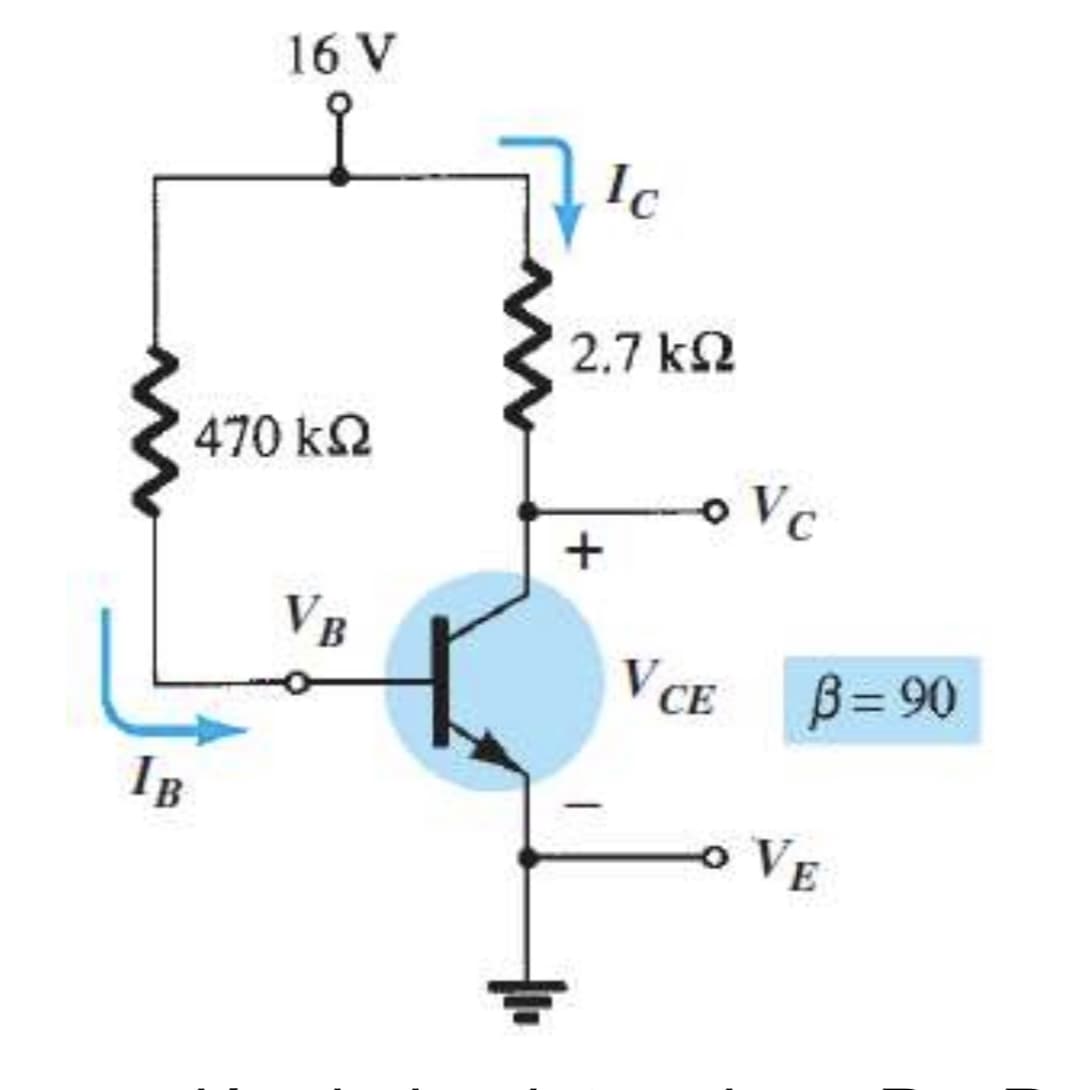 16 V
Ic
2.7 k2
470 k2
oVc
VB
VCE B= 90
IB
o VE
