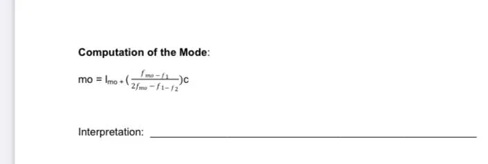 Computation of the Mode:
mo = Imo +(2fm -fi-n'
Interpretation:
