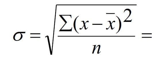 E(x-x)²
O =
n
