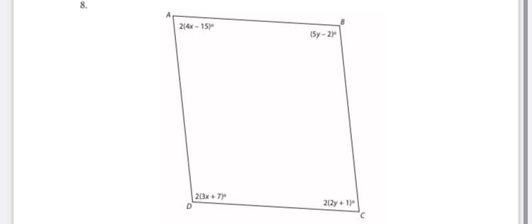8.
2(4х - 15)°
(Sy – 2)
2(3х + 7)
2(2у + 1)
