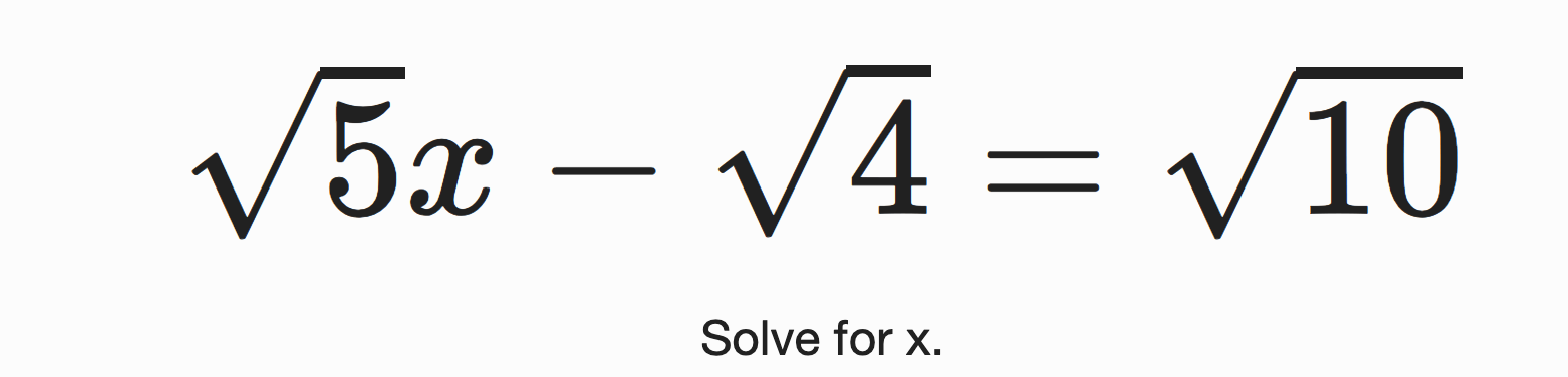 Solve for x.
