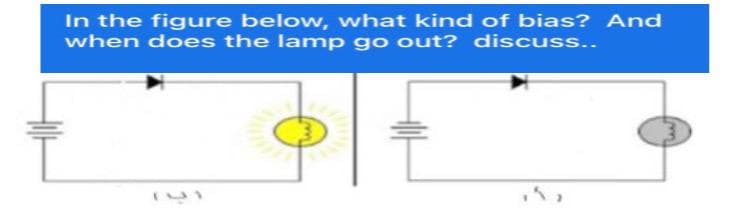 In the figure below, what kind of bias? And
when does the lamp go out? discuss..
