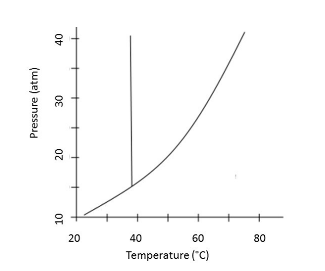 20
40
60
80
Temperature (°C)
Pressure (atm)
