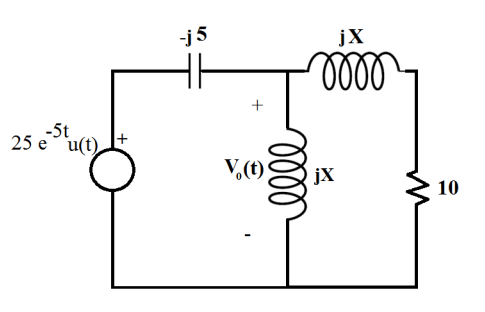 -j 5
jX
+
-5t
25 e u(t)
V,(t)
jX
10
