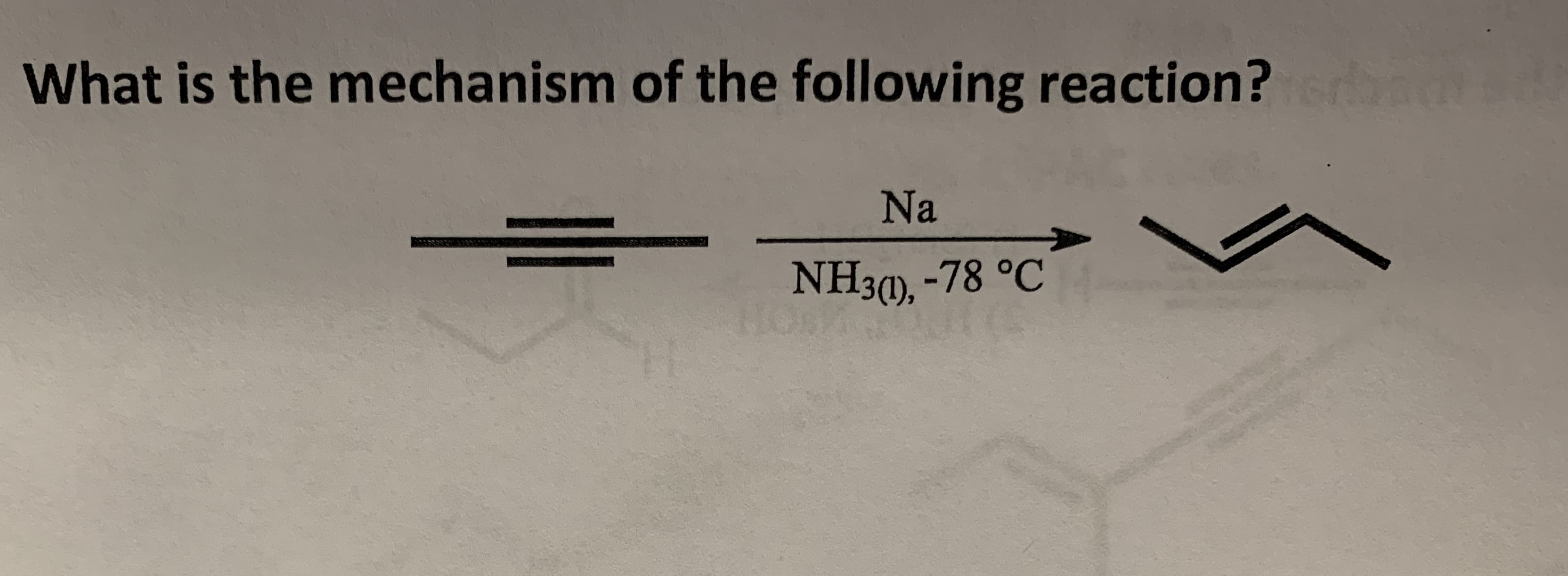 What is the mechanism of the following reaction?
Na
NH30), -78 °C
