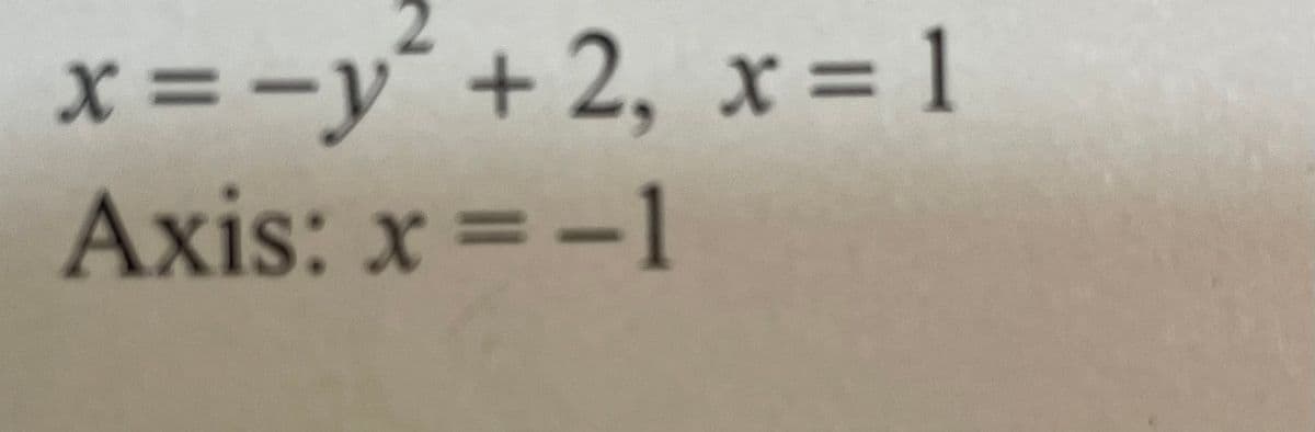 x =-y´ +
2, x= 1
Axis: x =-1
