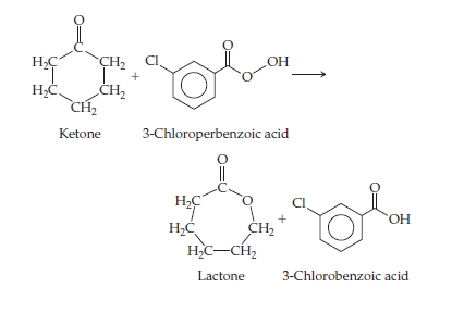 НС
ҫH2
Он
НС
CH2
CH2
Ketone
3-Chloroperbenzoic acid
НС
ОН
НС,
CH2
H,C-CH2
Lactone
3-Chlorobenzoic acid
