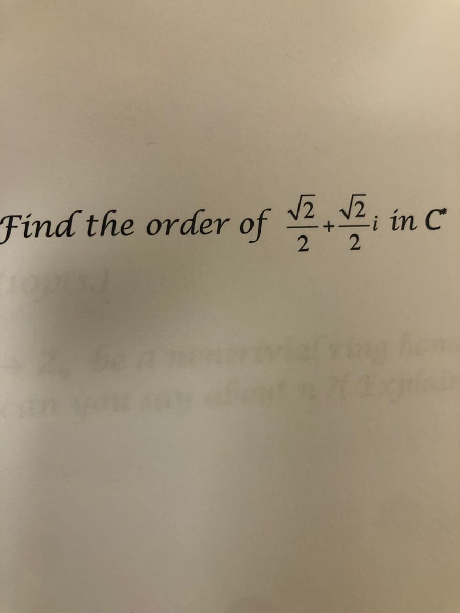 Find the order of
i in C
