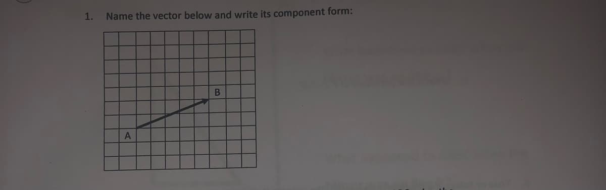 1.
Name the vector below and write its component form:
