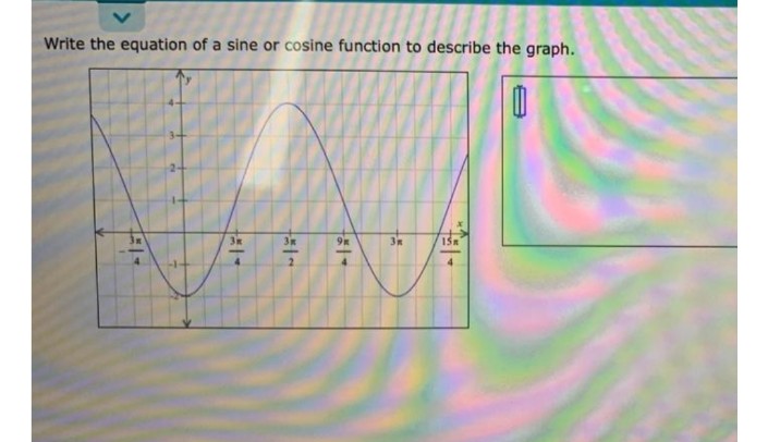 Write the equation of a sine or cosine function to describe the graph.
3R
9K
2.
