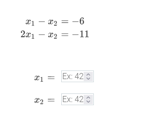 x1 – x2 = -6
2x1 – x2 = -11
Ex: 42
x2
Ex: 42
