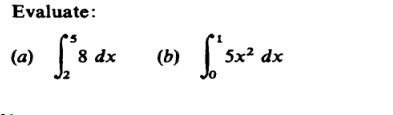 Evaluate:
(a)
8 dx
(b)
5x2 dx
