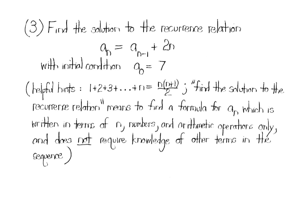 Find the salution to Hhe recurrenne reation
q = 9+ 2n
