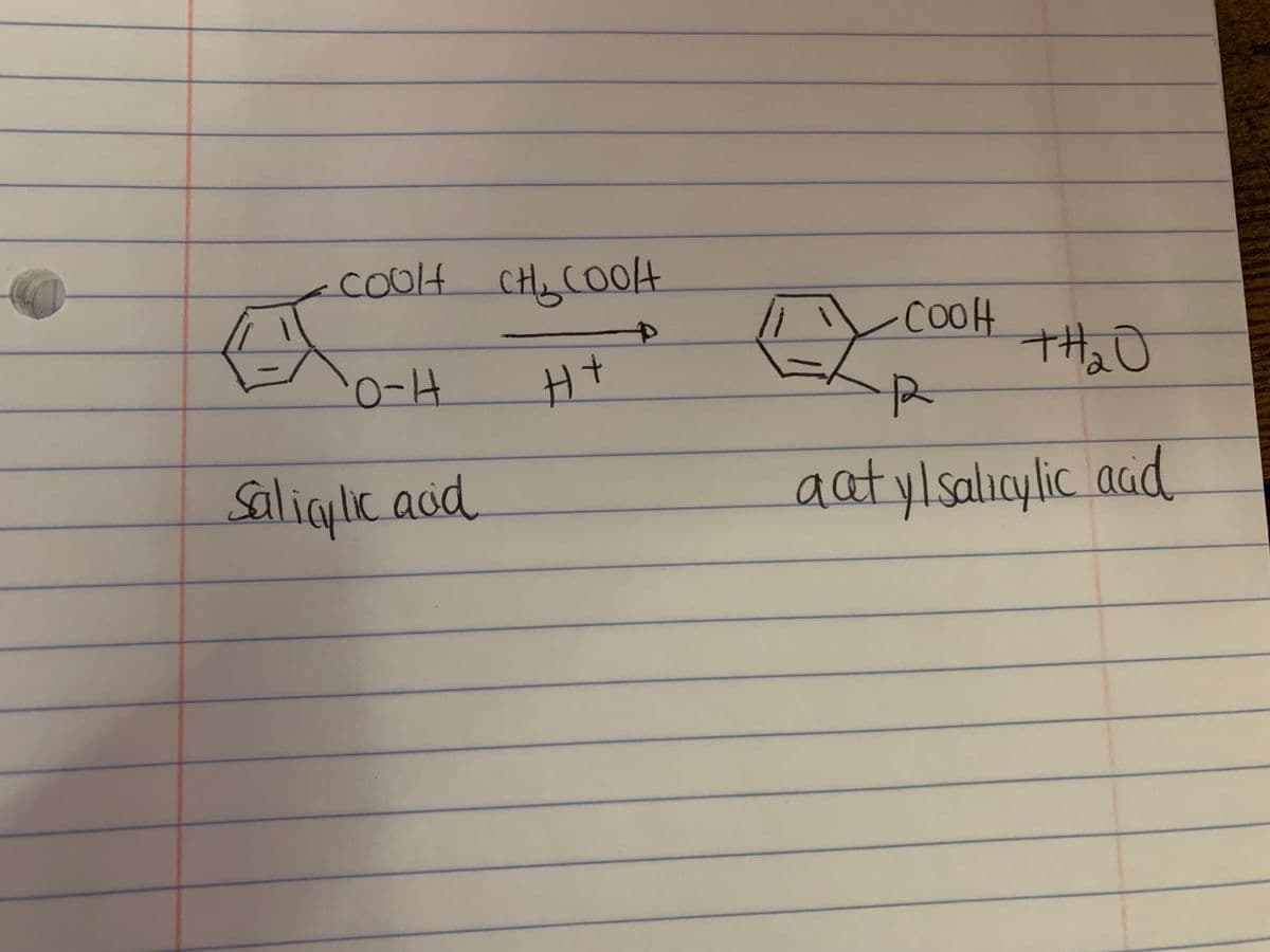 COOH CH₂₂ COOH
сносо
4
O-H
Salicylic acid
H+
C
COOH
+H₂O
R
aat ylsalicylic acid