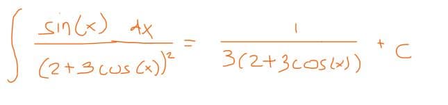 sin (x) dx
(2+3cus(x))²
3(2+3605(x))
с