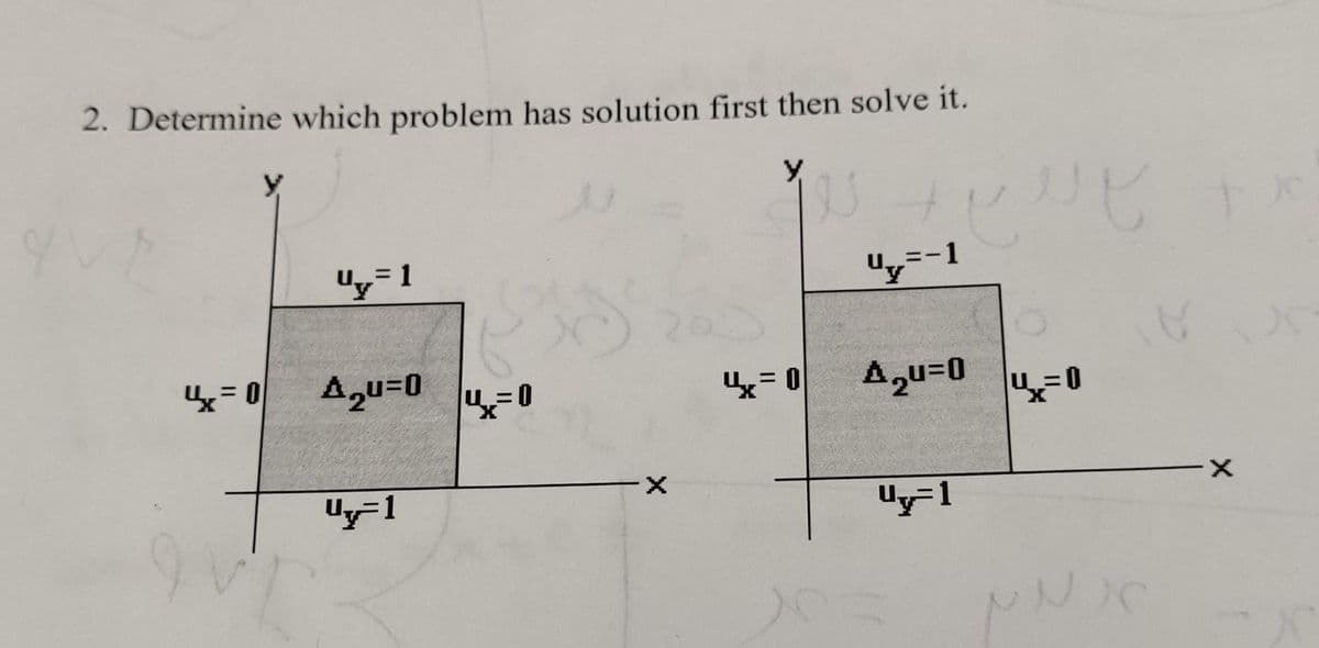 2. Determine which problem has solution first then solve it.
y
Aqu=0 0
Agu=0 u=0
X.
"y-1
