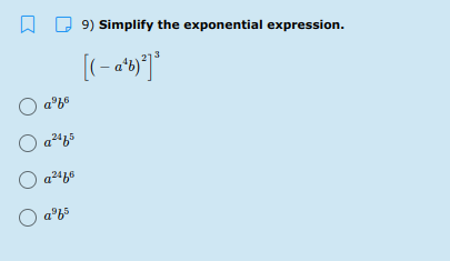9) Simplify the exponential expression.
24B
