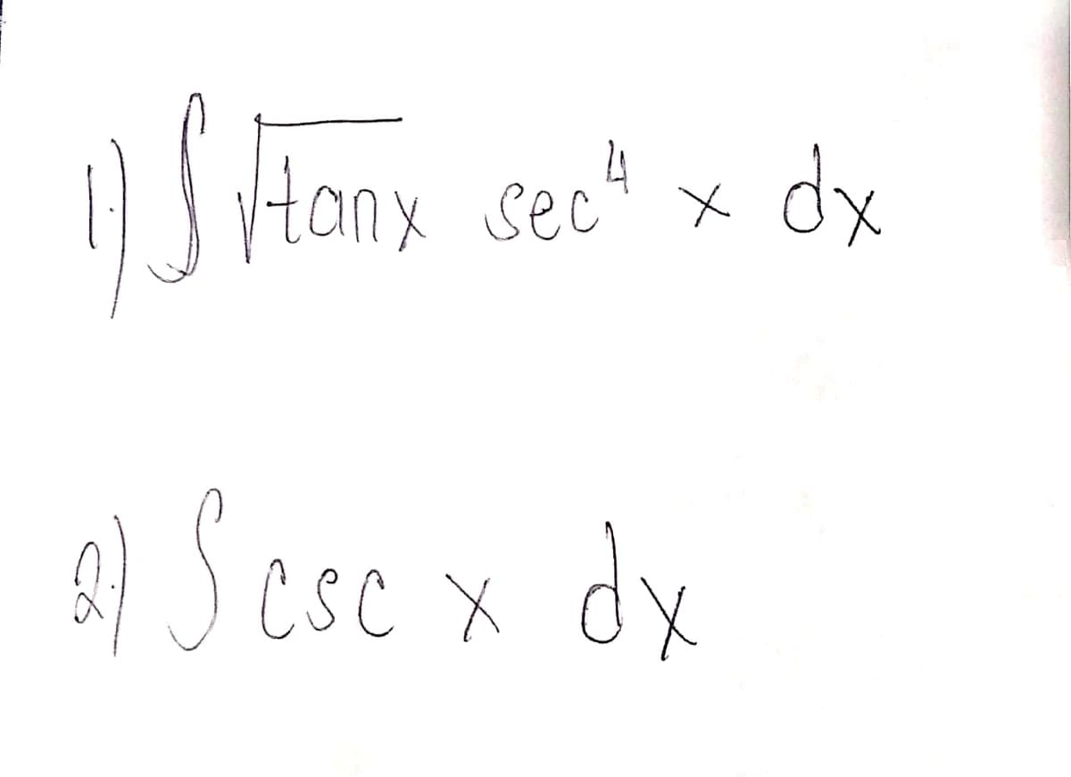 Hanx
4
sec" x
dx
8) Sesc x dx
