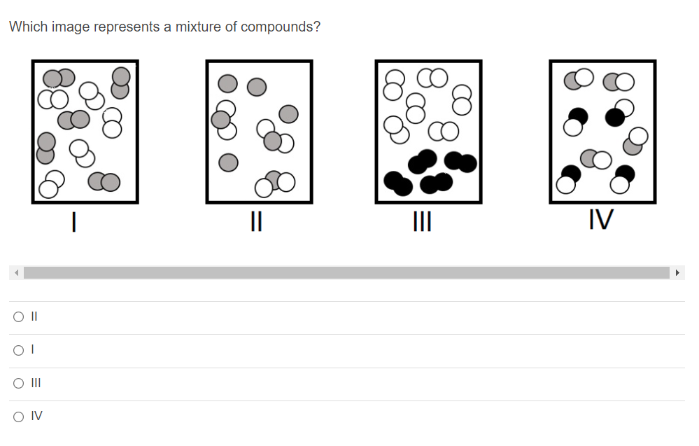 Which image represents a mixture of compounds?
II
II
IV
O II
