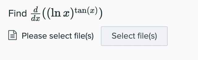 Find (In æ)tan(z))
Please select file(s)
Select file(s)
