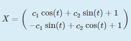 c cos(t) + c2 sin(t) +1
(-gj sin(t) + cz cos(t) + 1)
X =
