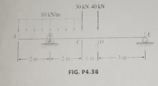 30 kN 40 kN
10 KN/m
2 m
2 m
3m-
FIG. P4.38
