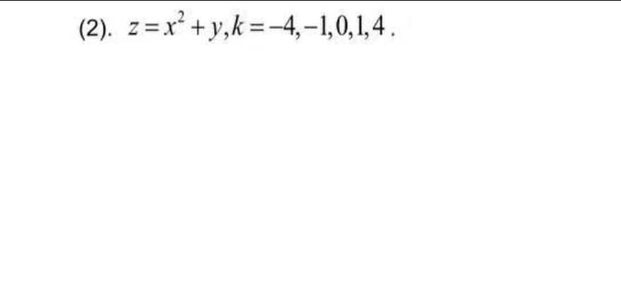 (2). z=x² + y,k=-4,-1,0,1,4.