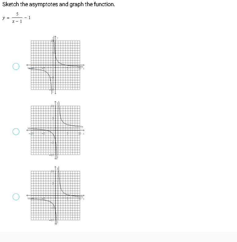 Sketch the asymptotes and graph the function.
5
1
y
X - 1
