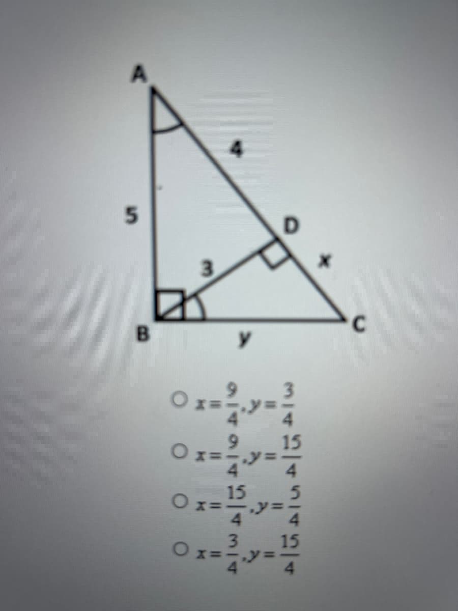 5
B
O
3
I
Ox=
A
y
94942
11
4444444
15
5
Ox=
15
-,y=-
4
3
15
0x= ²/₁y = 1/2
4
C