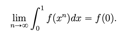 lim
n→∞
1
f(x) dx = f(0).