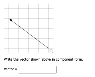 Write the vector shown above in component form.
Vector =
