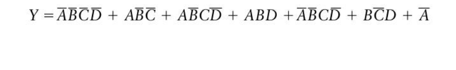 Y = ABCD + ABC + ABCD + ABD +ABCD + BCD + A

