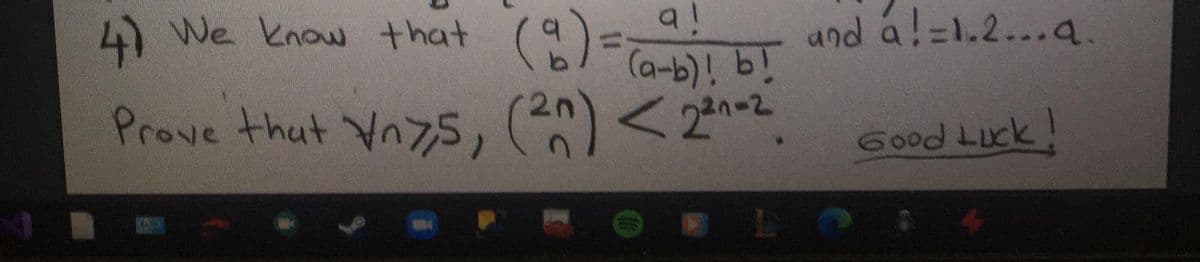 4)
We know that
al
%3D
and a!=1.2...q.
19 i(9-0)
Prove thut Yn7s, (2n) <2n-2
