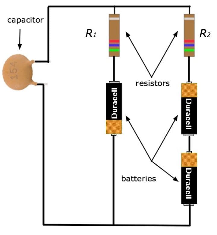 capacitor
R1
R2
resistors
batteries
154
Duracell
Duracell
Duracell
