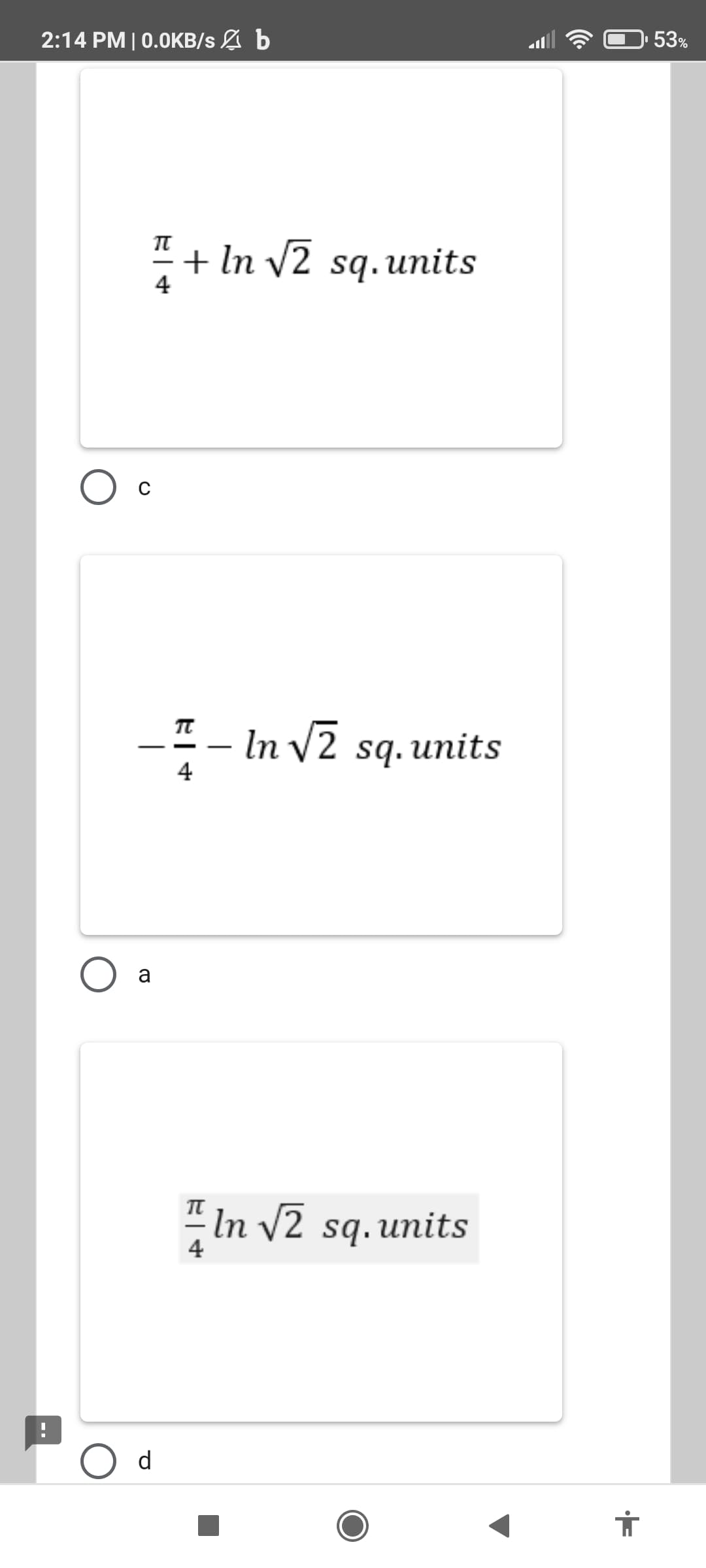 53%
2:14 PM | 0.0KB/s A b
+ In v2 sq.units
4
O c
--
- In
In V2 sq. units
4
a
" In v2 sq. units
4
d.
-.
