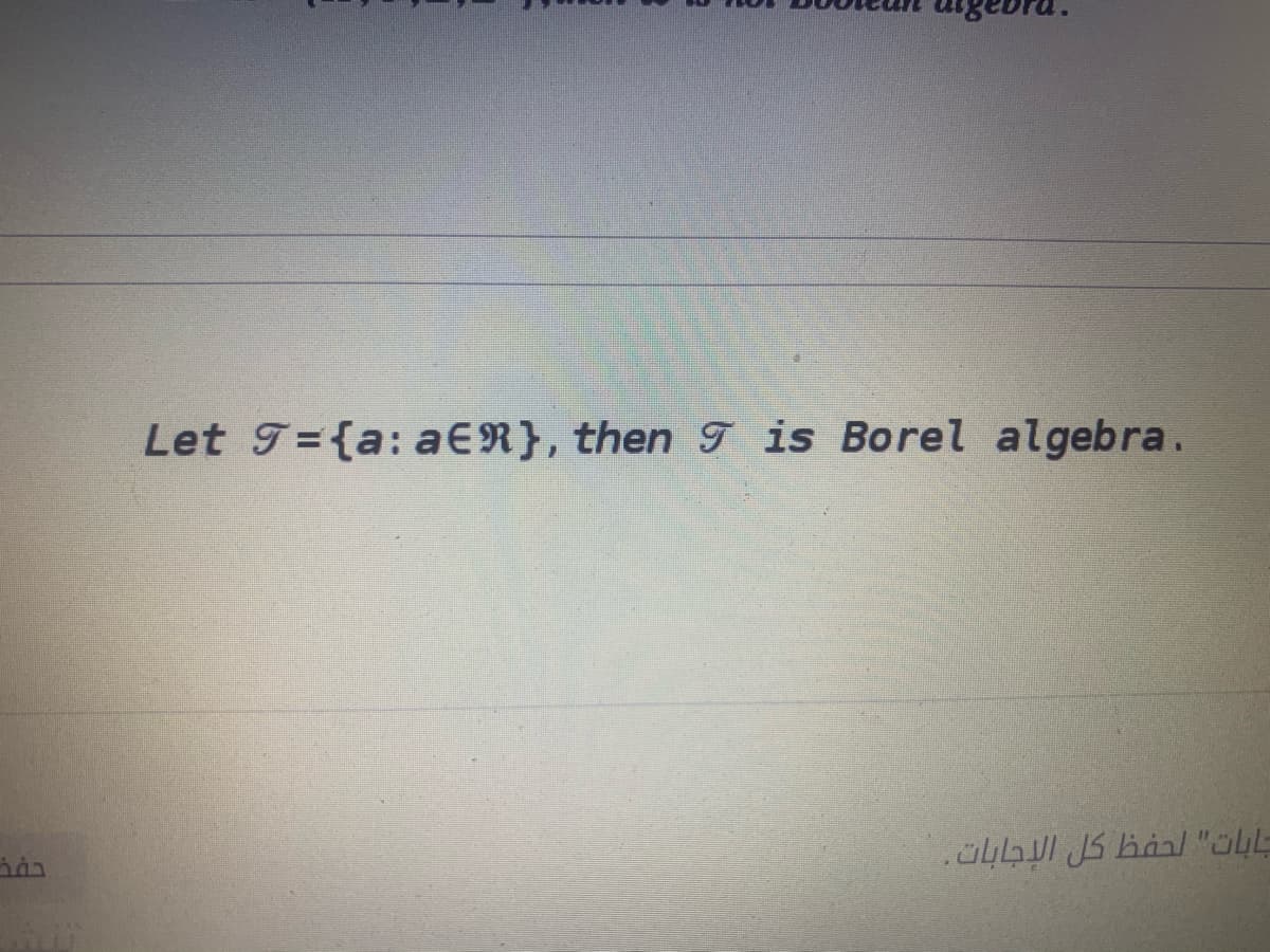 Let 9={a: aER}, then T is Borel algebra.

