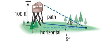 100 ft
path
40
horizontal
5°
