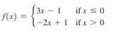 S3x - 1
if x s0
f(x)
%3D
1-2x + 1 ifx >0
