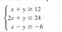 x + y 2 12
2x + y<24
x - y 2 -6
