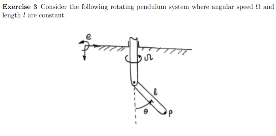 Exercise 3 Consider the following rotating pendulum system where angular speed N and
length l are constant.
